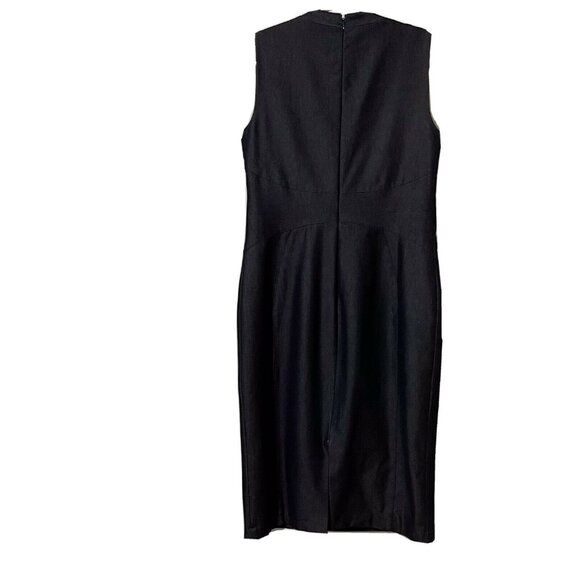 White House Black Market Sz M Sleeveless Dark Blue Sheath Dress Size Tag Missing - Picture 4 of 11